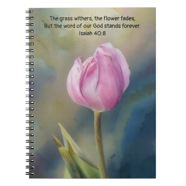Pink Tulip Bible Verse Faith Praetjournal Notizblock (Vorderseite)