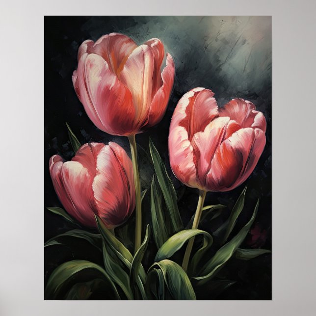 Pink Tulip Blume Art Print Poster (Vorne)