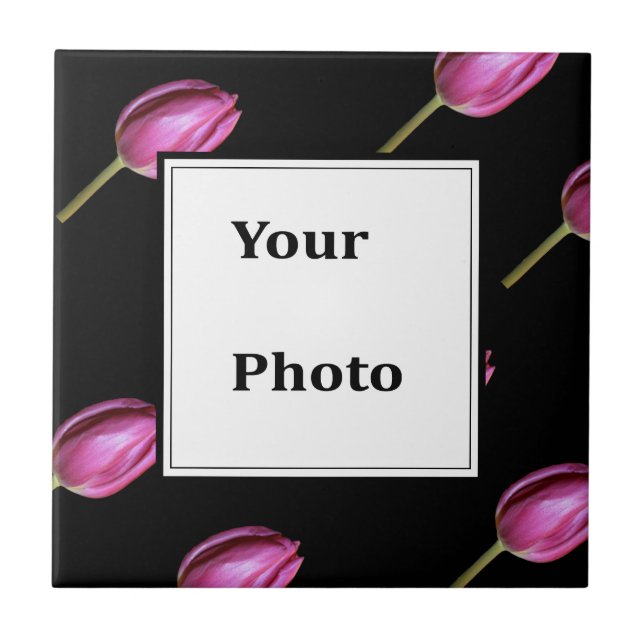 Pink Tulip Blume Foto Gewohnte Geschenke Gefallen Fliese (Vorderseite)
