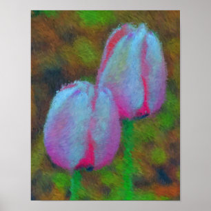 Pink Tulip Blume Impressionist Malerei Poster