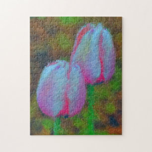 Pink Tulip Blume Impressionist Malerei Puzzle