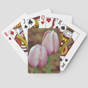 Pink-Tulip-Blume mit Regentropfen Spielkarten