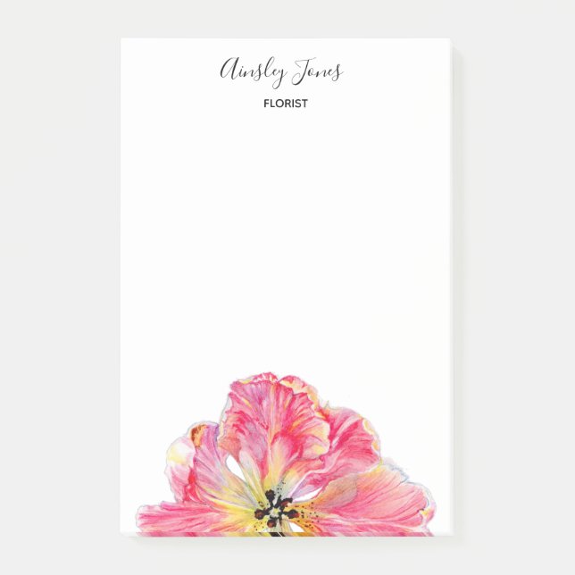 Pink Tulip-Blume Notepad Post-it Klebezettel (Vorderseite)