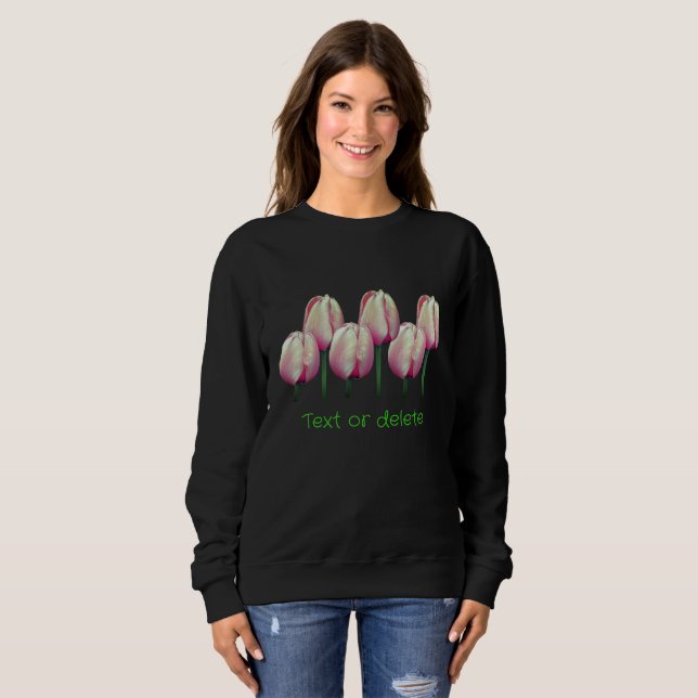 Pink Tulip Blume Personalisiert Sweatshirt (Vorne ganz)