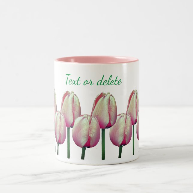 Pink Tulip Blume Personalisiert Zweifarbige Tasse (Mittel)