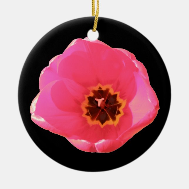 Pink Tulip Custom Geburtstag Keramik Ornament (Vorne)