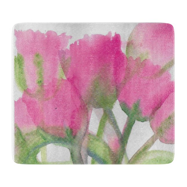 Pink Tulip Cutting Board Schneidebrett (Vorderseite)