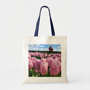 Pink Tulip Field mit Hot Air Ballon, Oregon Tragetasche