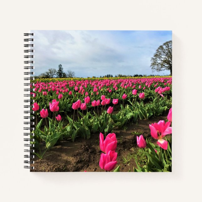 Pink Tulip Field, Oregon Notizbuch (Vorderseite)