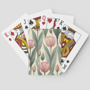 Pink Tulip Field Pattern Illustration Spielkarten