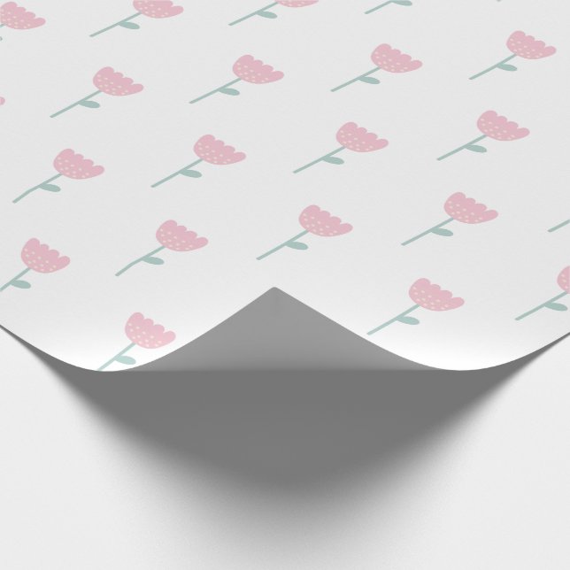 Pink Tulip Floral Minimalistisch einfach Geschenkpapier (Ecke)