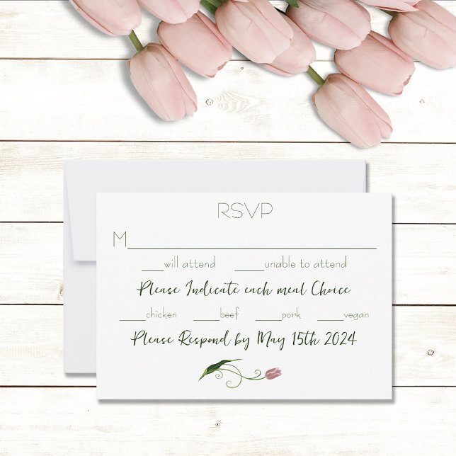 Pink Tulip Floral RSVP Karte (Von Creator hochgeladen)