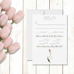 Pink Tulip Floral RSVP Karte