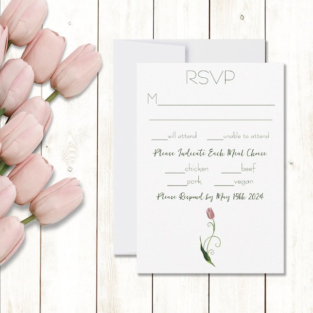 Pink Tulip Floral RSVP Karte (Von Creator hochgeladen)