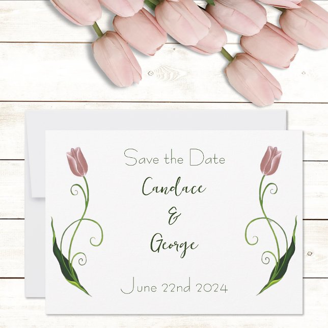 Pink Tulip Floral Save The Date (Von Creator hochgeladen)