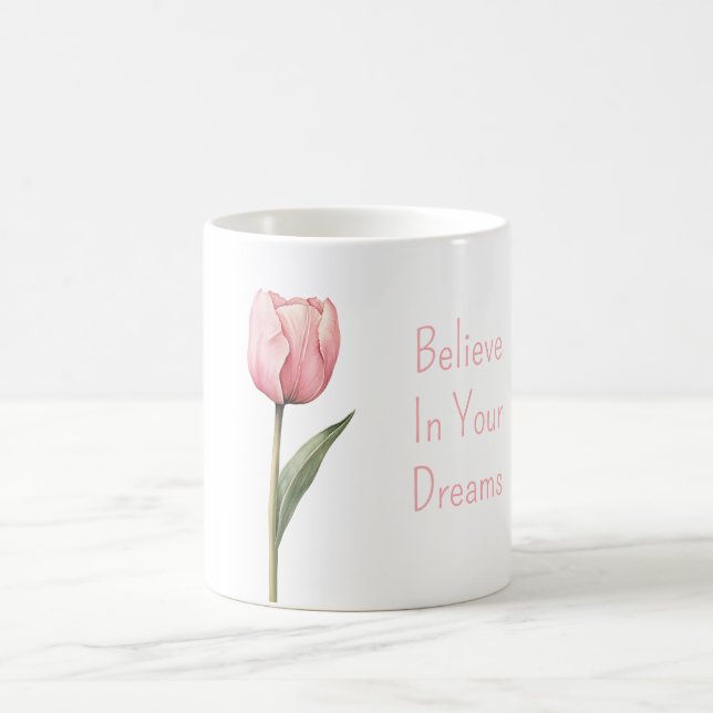 Pink Tulip Flower Glauben Kaffeetasse (Mittel)