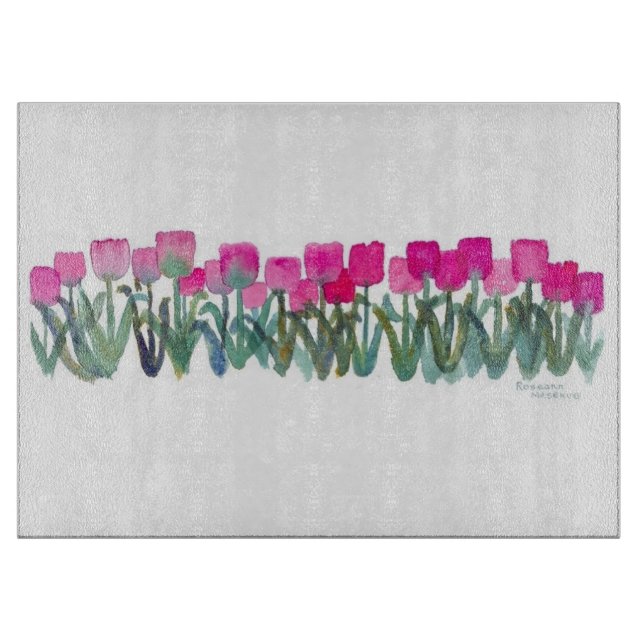 Pink Tulip Grove Cutting Board Schneidebrett (Vorderseite)