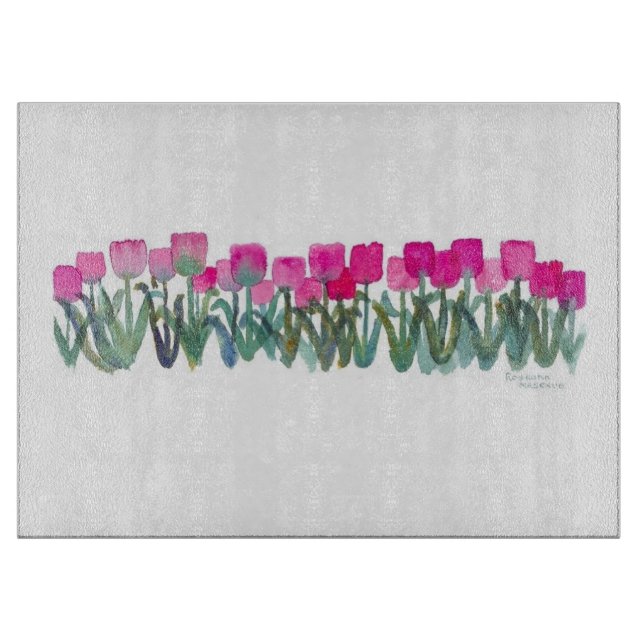PINK TULIP GROVE CUTTING BOARD SCHNEIDEBRETT (Vorderseite)