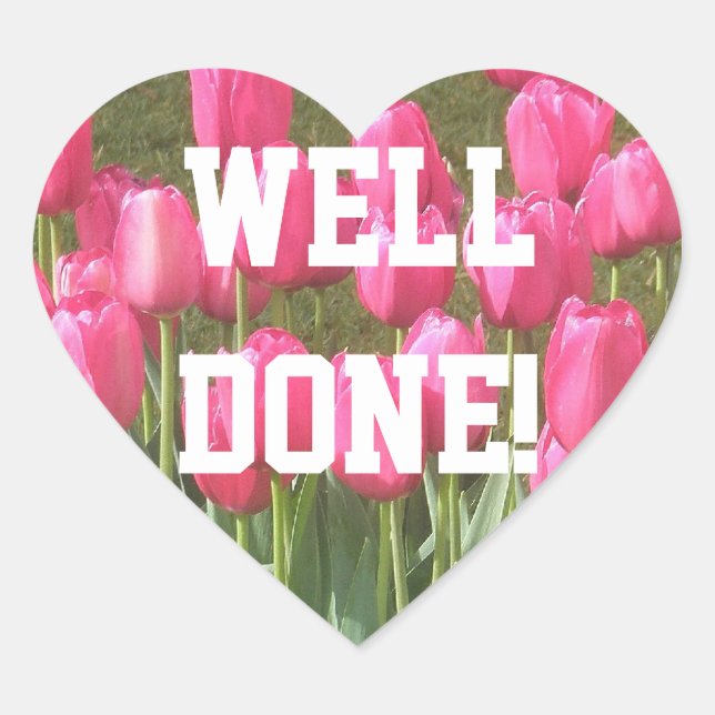 Pink Tulip Gut Fertig Herz formte Sticker (Vorderseite)