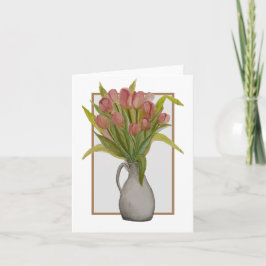 Pink Tulip in einer Vase Grußkarte Karte