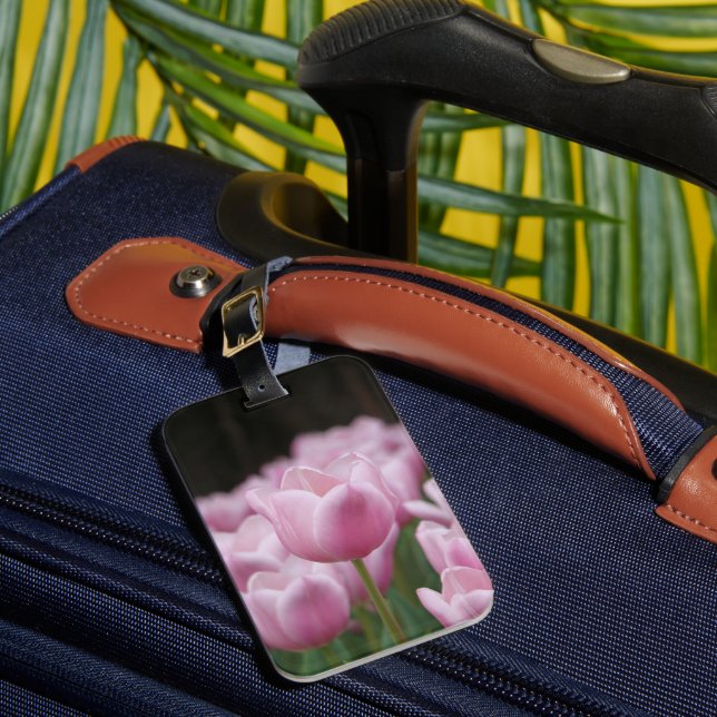 Pink tulip luggage tag gepäckanhänger (Vorderseite Insitu 1)