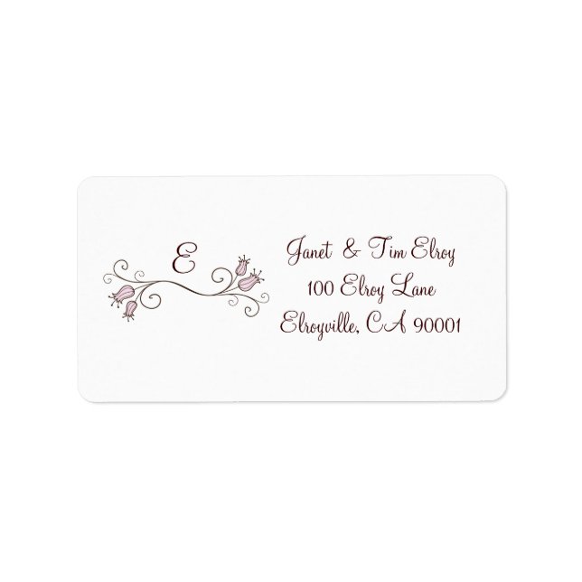 Pink Tulip Monogram Custom Labels Adressaufkleber (Vorne)