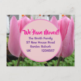 Pink Tulip neue Adresse Postcard, wir bewegen uns Postkarte