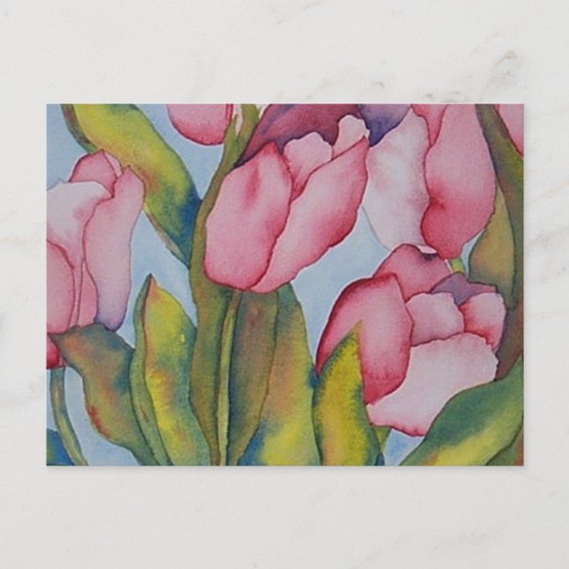 Pink Tulip Postcard Postkarte (Vorderseite)