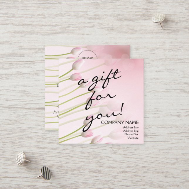 Pink Tulip QR Code Danke Loyalty Discount Card Rabattkarte (Vorderseite/Rückseite Beispiel)