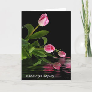 Pink-Tulip-Reflektion im Wasser-Beileid Karte