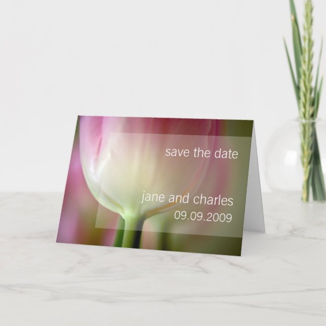 Pink Tulip Save the Date Karte (Vorderseite)