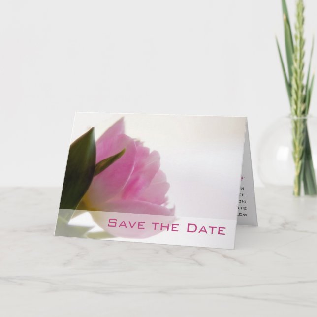 Pink Tulip Save the Date Karte (Vorderseite)