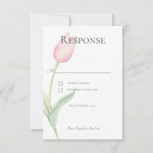 Pink Tulip Solo Wedding RSVP Karte