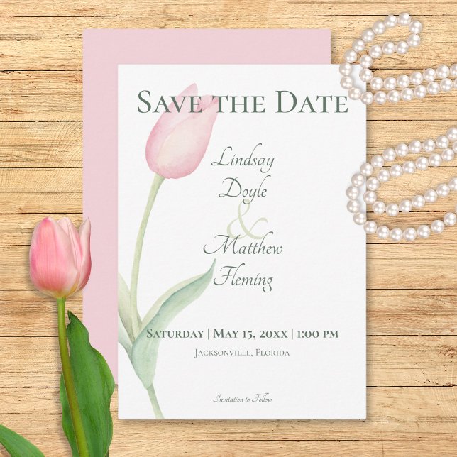 Pink Tulip Solo Wedding Save The Date (Pink Tulip Solo Wedding Save The Date)
