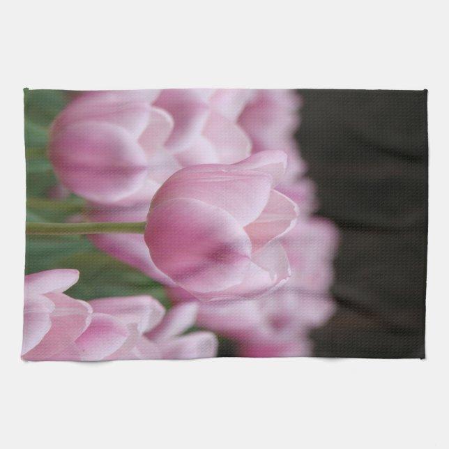 Pink tulip tea towel geschirrtuch (Horizontal)