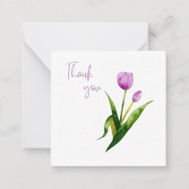 Pink Tulip Thank You Flat Notecard Mitteilungskarte