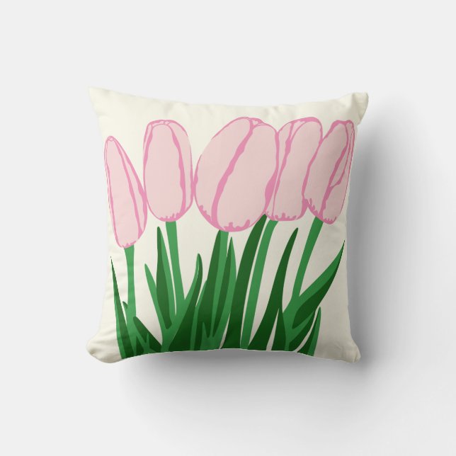 Pink Tulip Throw Kissen (Vorderseite)
