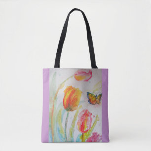Pink Tulip Tulips Floral Wasserfarbe Tasche