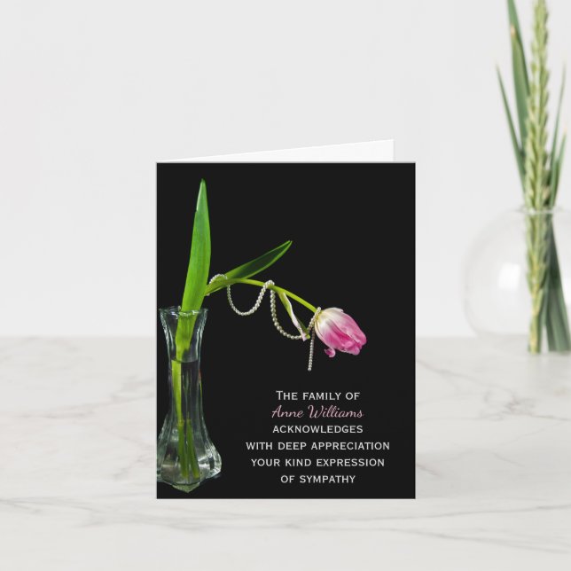 Pink Tulip und Pearls Vielen Dank von Familie Dankeskarte (Vorderseite)