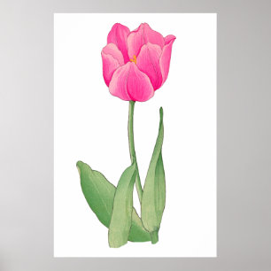 Pink tulip, Vintage japanische Kunst Poster