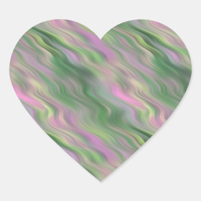 Pink Tulip Wavy Textur Herz-Aufkleber (Vorderseite)