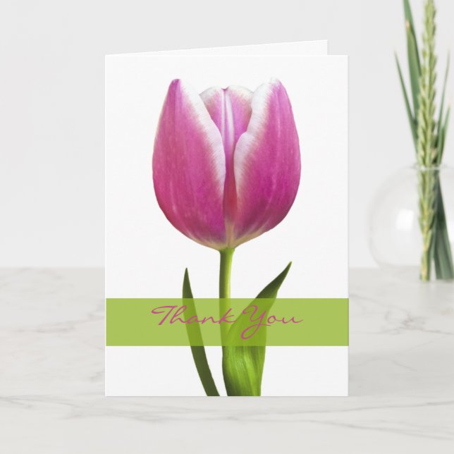 Pink Tulip Wedding Danke Karte (Vorderseite)