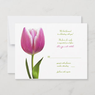 Pink Tulip Wedding Reply Card RSVP Karte