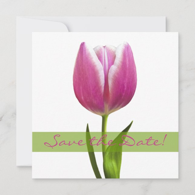Pink Tulip Wedding Save the Date Announcement (Vorderseite)