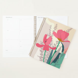 Pink Tulips Artistic Modern Color Blocks Planer