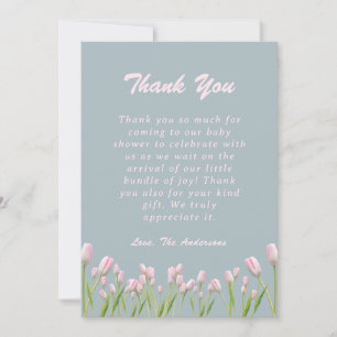 Pink Tulips Babydusche Danke Karte