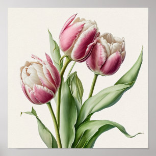 Pink Tulips Blume Art Print Poster
