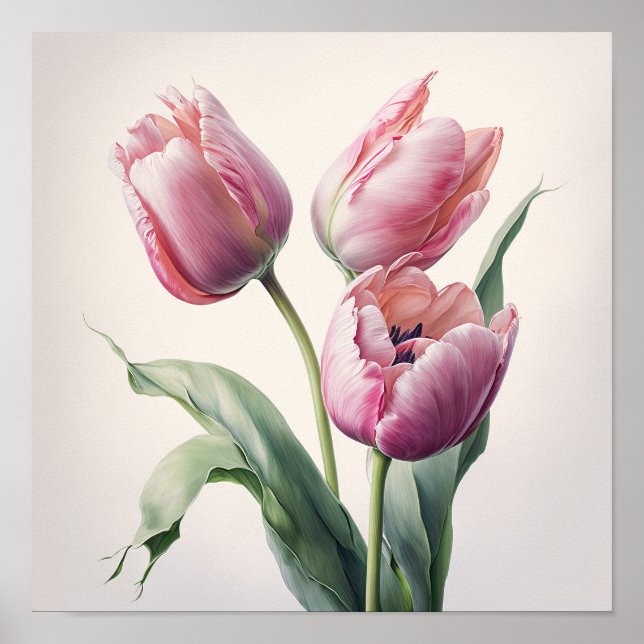 Pink Tulips Blume Art Print Poster (Vorne)