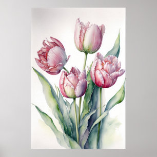 Pink Tulips Blume Art Print Poster