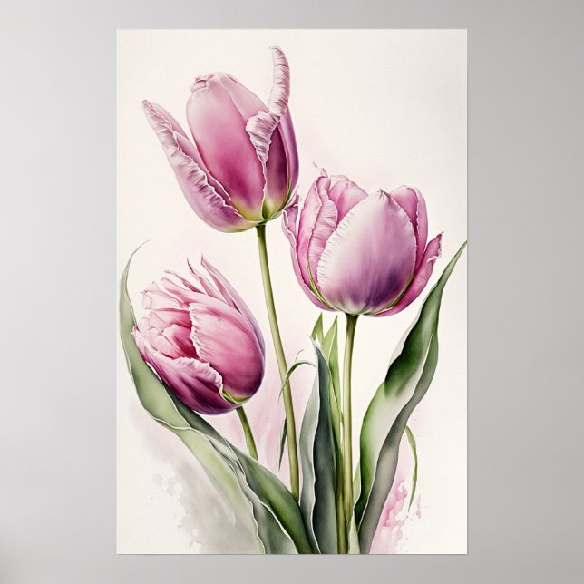 Pink Tulips Blume Art Print Poster (Vorne)